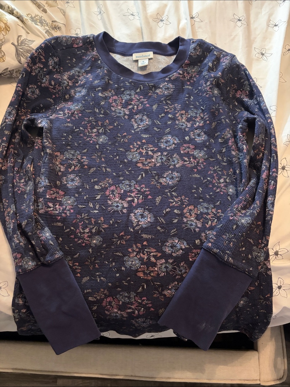 Sundance Navy Floral Crewneck Thermal Sweater - Men's